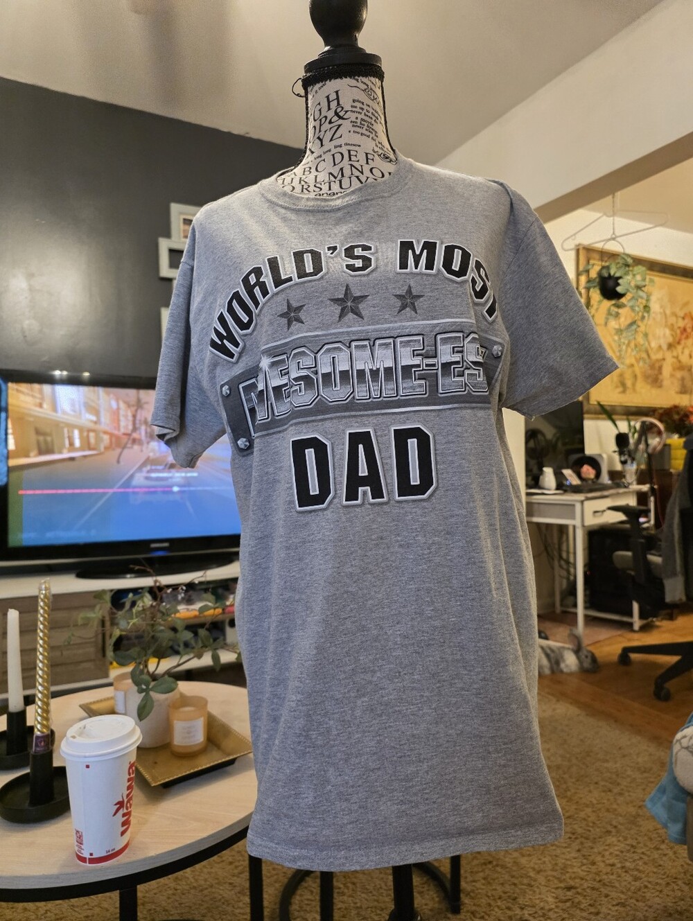 Logo Gray Cotton Blend Men's Tshirt
